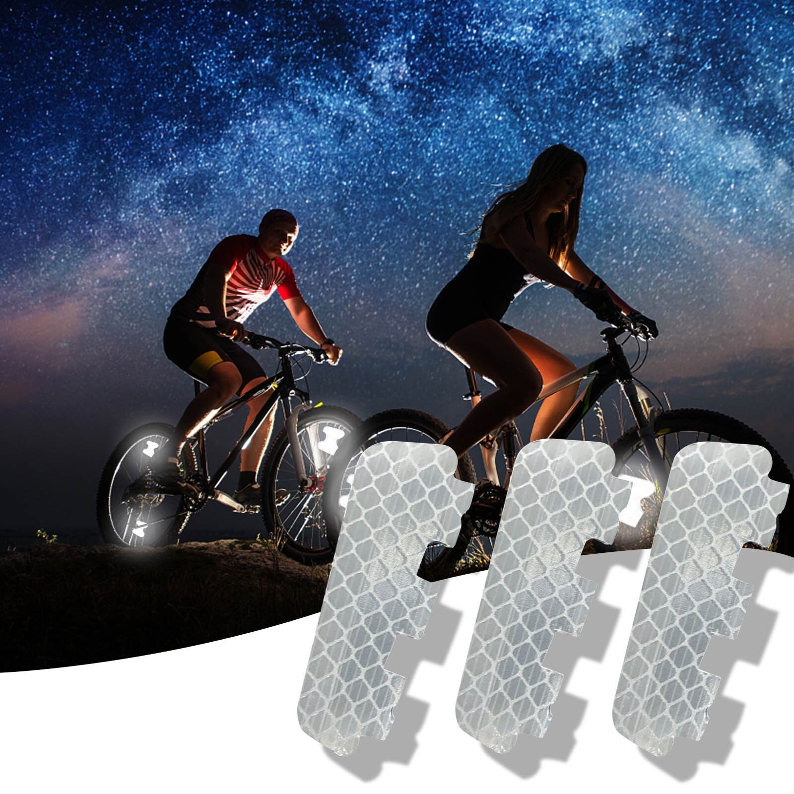 3PCS Bicycle Reflective Tube Mountain Bike Riding Wheel Rim Spoke Mount Clip Tube Warning Light Strip Reflector Reflective#50