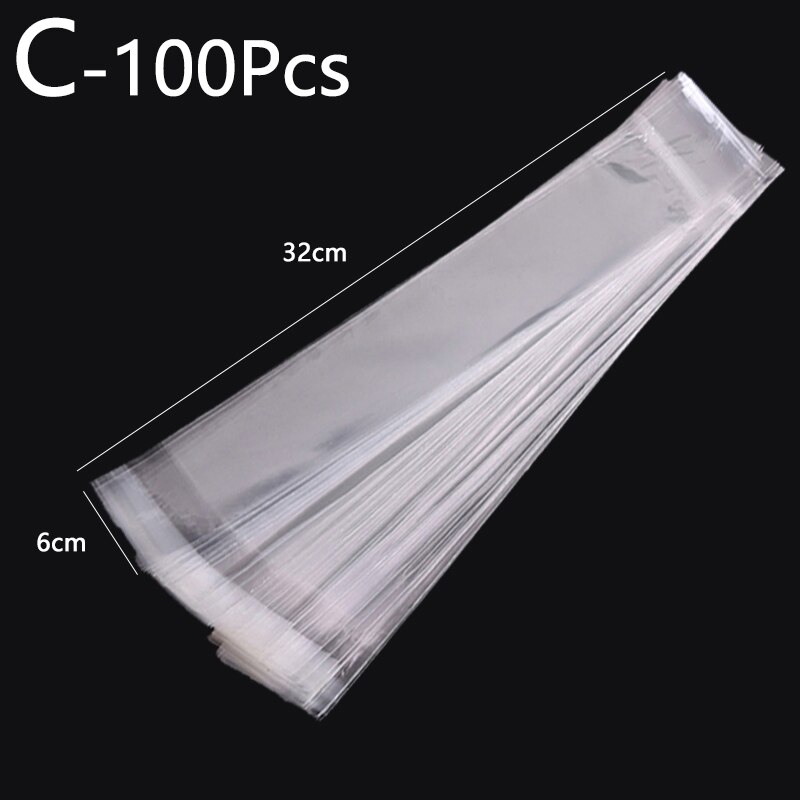 100Pcs 32Cm Lengte Bag Clear Zelfklevend Zakken Opp Transparante Cosmetische Voedsel Snoep Sieraden Verpakking Lange Pen plastic Zak: C