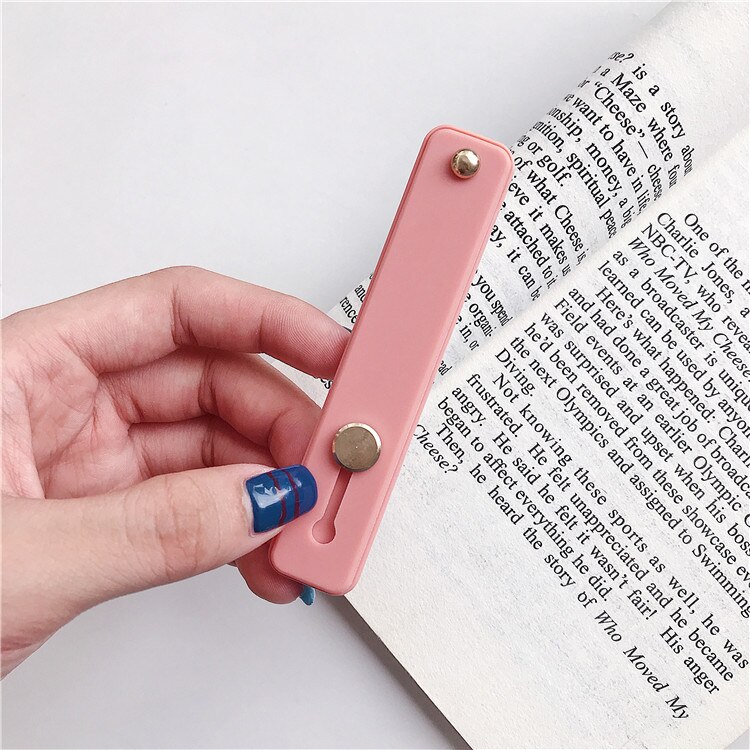 Candy Kleur Mobiele Telefoon Geval Beugel Polsband Ondersteuning Push Stretch Silicone Wrist Band Hand Vinger Grip Socket Houder: Roze