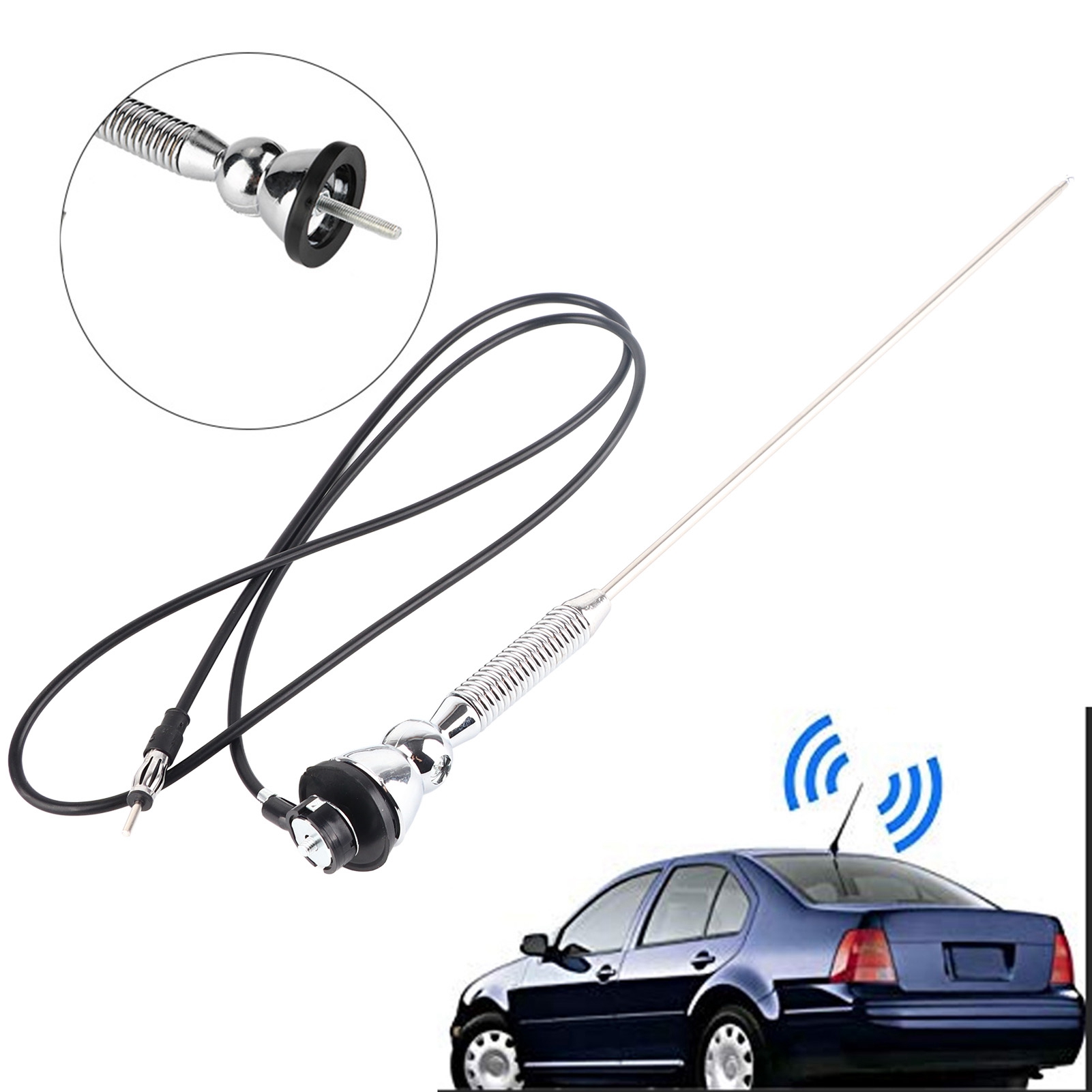 Universele Auto Dak Mount Mast Antenne Spatbord Radio Am/Fm Signaal Antenne Versterkte Antenne Veer Zachte Staaf 180 ° Draaibaar
