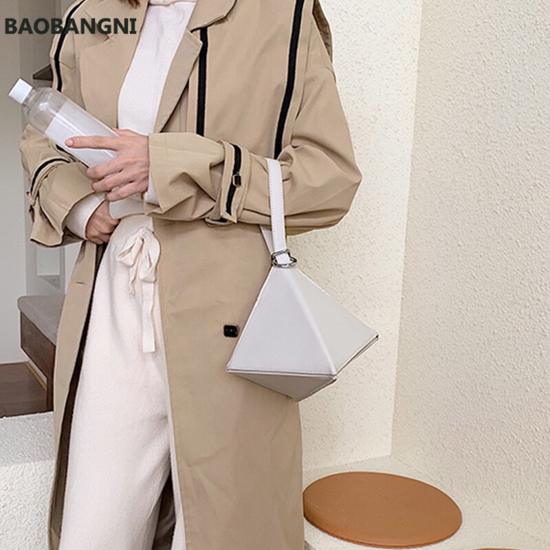 Chic Geometric Triangle Drawstring Women Handbags Casual Pu Messenger Bags Female Solid Color Shoulder Bag Clutch