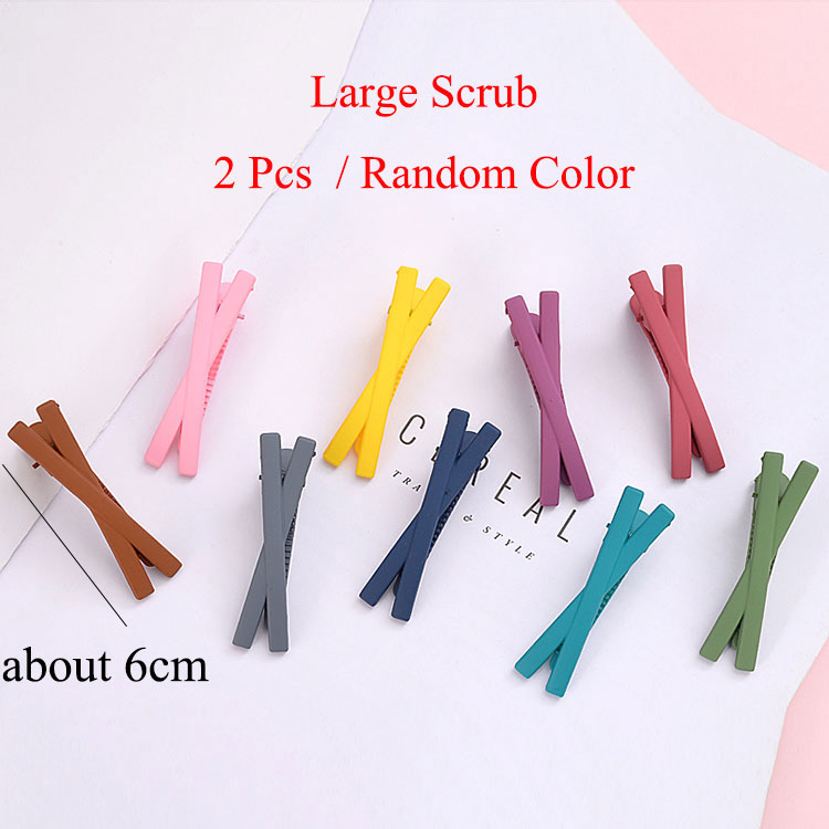 2 stuks Haarspelden Koreaanse Stijl Macaron Kruis Haar Clip Candy Kleur Matte Hair Clips Leuke Pony Styling Haar Accessoires hairclips: Large Random