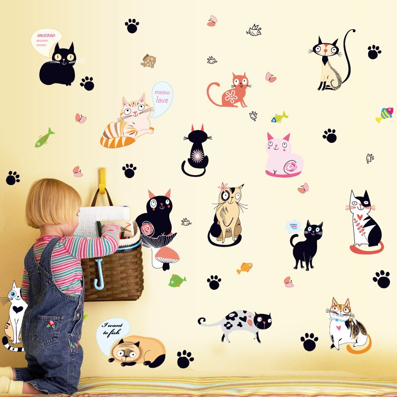 3D Kat Muursticker Gat View Levendige Woonkamer Home Decor Decal Kat Muursticker Leuke Kat