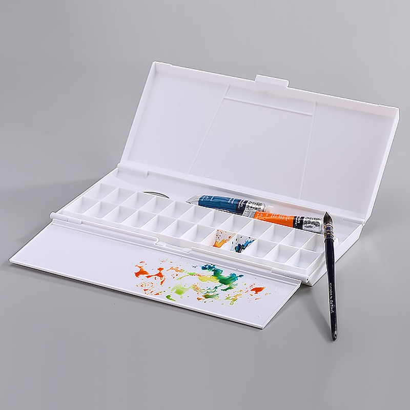 24 Rejilla Plegable Hidratante Acuarela Paleta Artista Acuarela Pintura De Aceite Pintura Bandeja Caja De Suministros De Arte