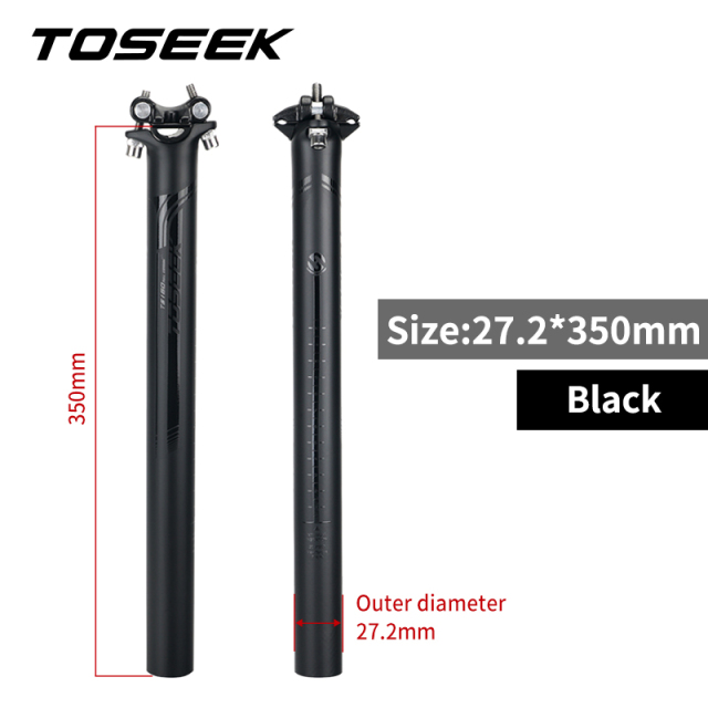 TOSEEK Black UD Matte Full Carbon Fiber MTB Road Bicycle Seatpost Bike Seat Post Cycling Parts 27.2/30.8/31.6 x 350/400mm: 27.2 x 350mm