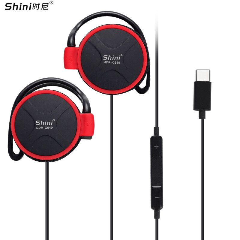 Shini-auriculares Q940 con conector tipo C, cascos deportivos de 3,5mm con gancho para la oreja para reproductor de música Mp3, ordenador y teléfono móvil,