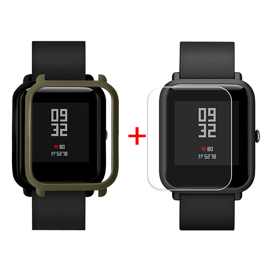 Kotelon kuori huami amazfit bip youth lite -kuorille näytönsuojakalvolla de pantalla ochrona ekranu naarmuuntumaton: A