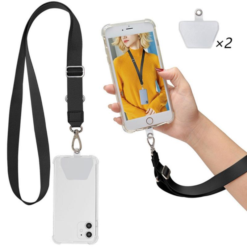 Phone Lanyard, Adjustable Detachable Neck Cord Lanyard Strap And Phone Safety Tether For All Phones And Case Combination: black