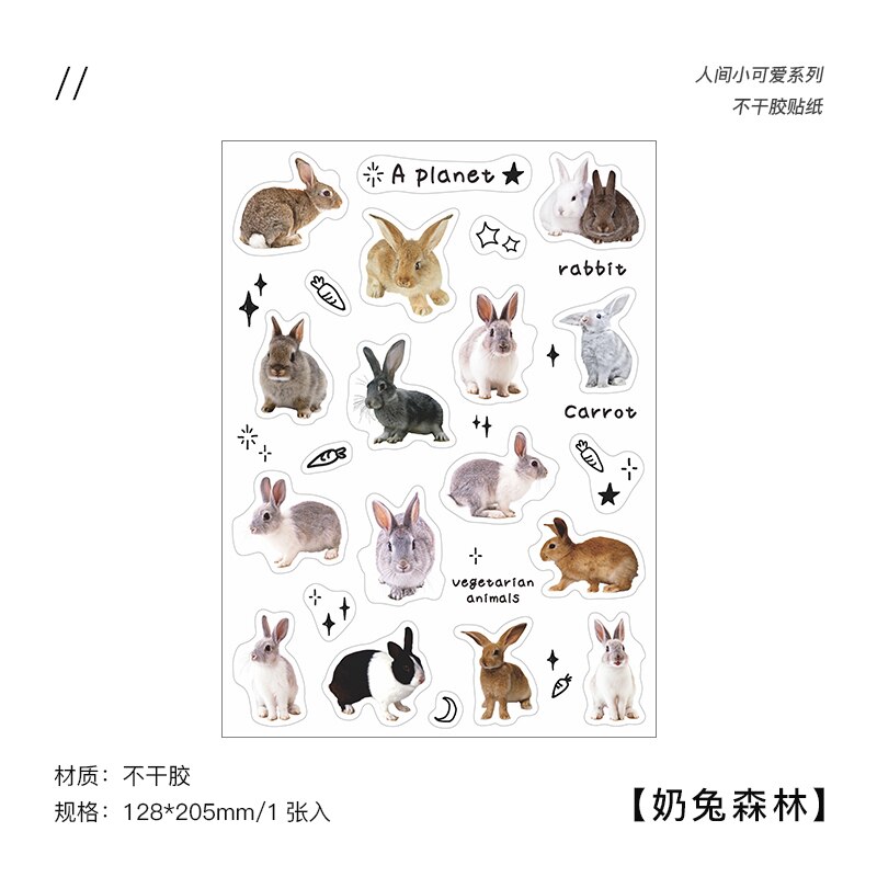 Kawaii Stickers aesthetic animal Sticker cat dog cow Cute Decorative Adhesive Diy Diary Album Stationery Supplies: 4