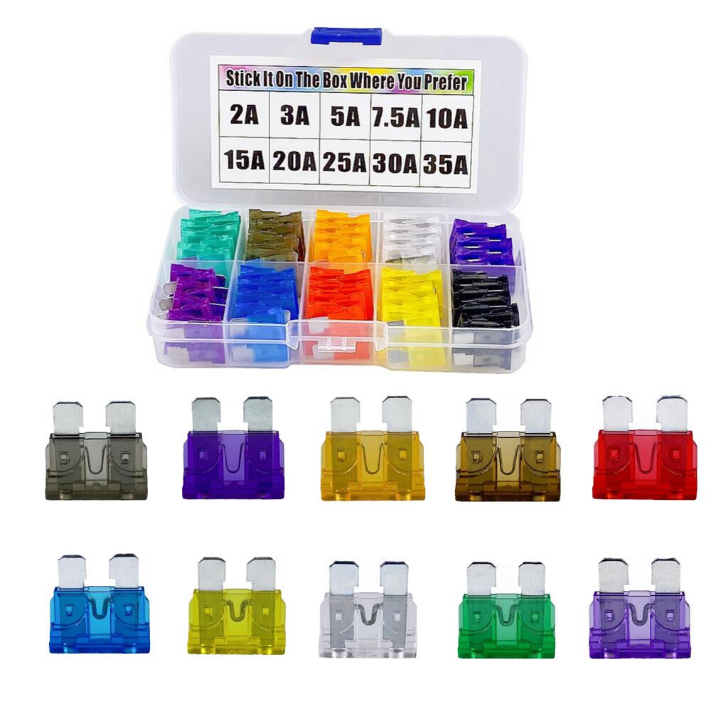 Standard Middle Size Car Fuses Blade Auto Fuse Set Assortment In Storage Box 2A To 35A AMP