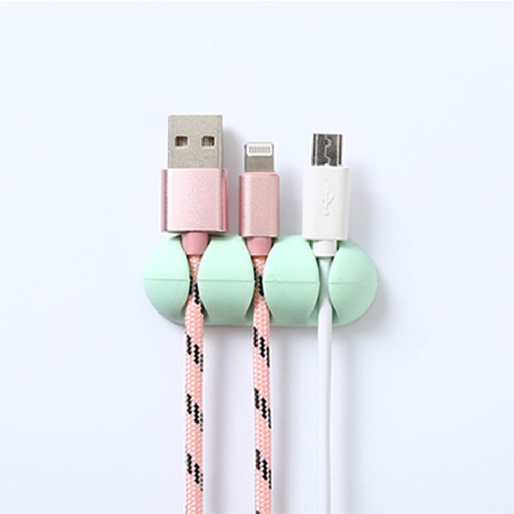 2Pcs Silicone Wire Organizer Simple Paste Computer Desktop Data Cable Clip 3 Card Slots Winder USB Cable Protector