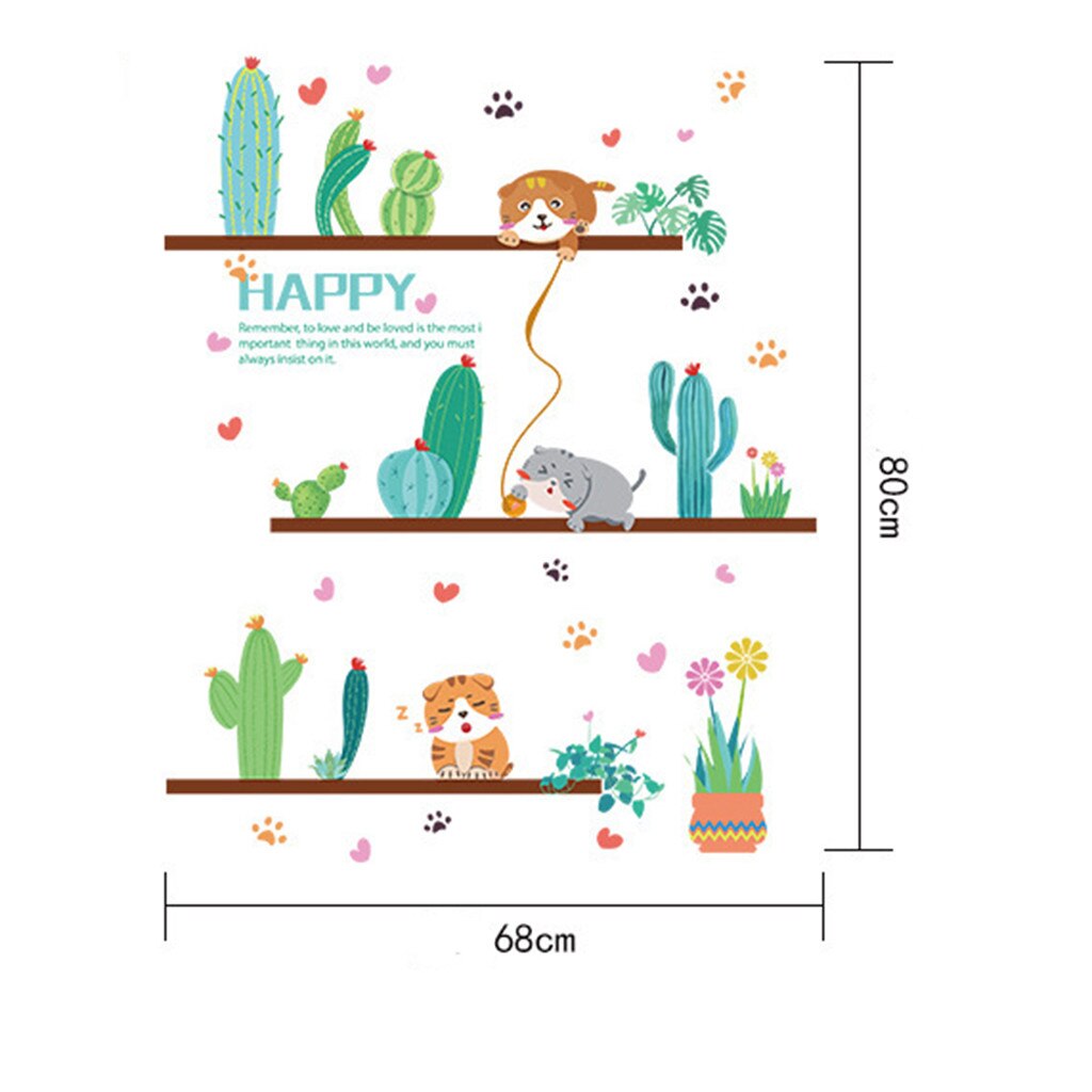 Cartoon Animals cute cat theme wall sticker Height Measure Wall Sticker For Kids Rooms Growth Chart Nursery Room Decor#0204y10