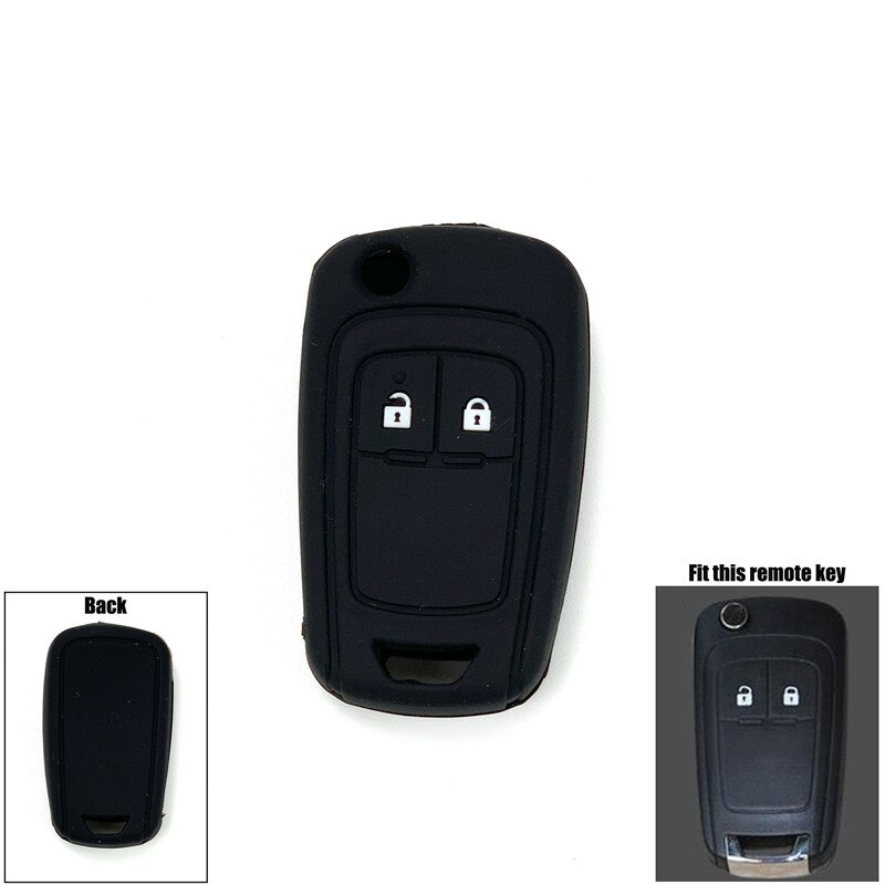 Silicone car key cover key protector keychain case for Chevrolet Cruze TRAX Lova Spark Onix Silverado Volt Camaro Aveo Sail: 2 key black