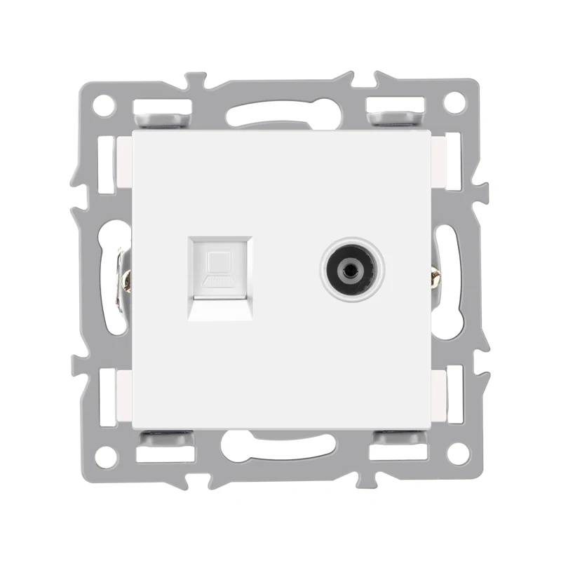NYWP-wall mount module diy European standard white glass panel power socket switch button, hdmi, free combination of functions