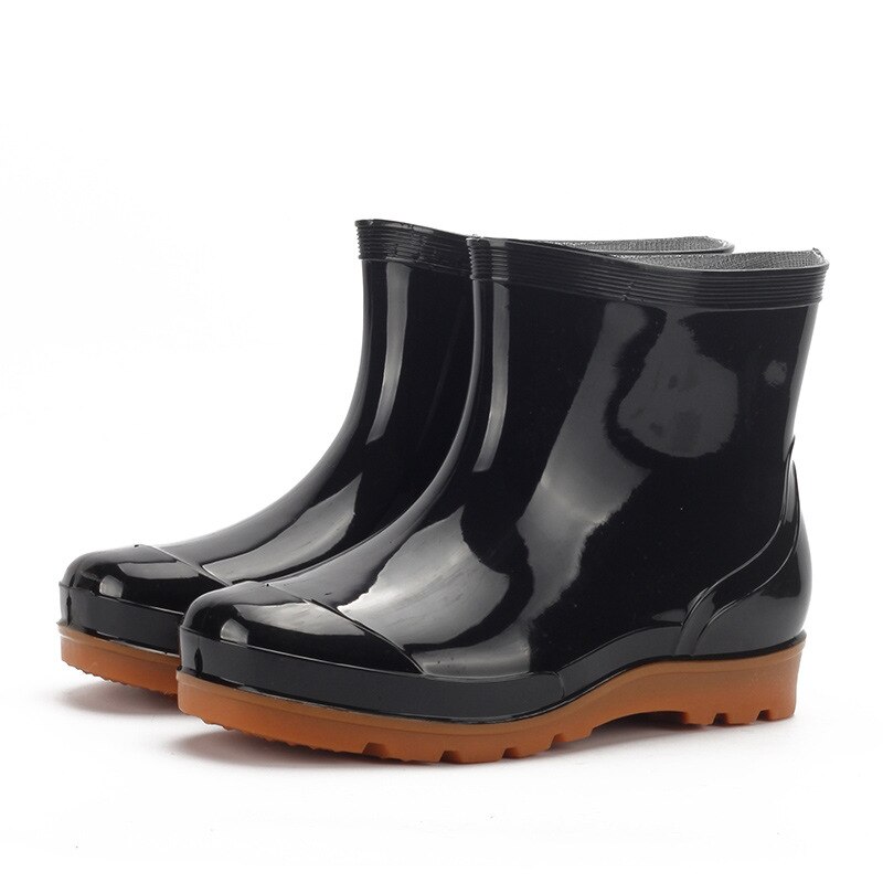 black non-slip low tube breathable rain boots men's rain boots car wash work fishing rubber shoes water boots