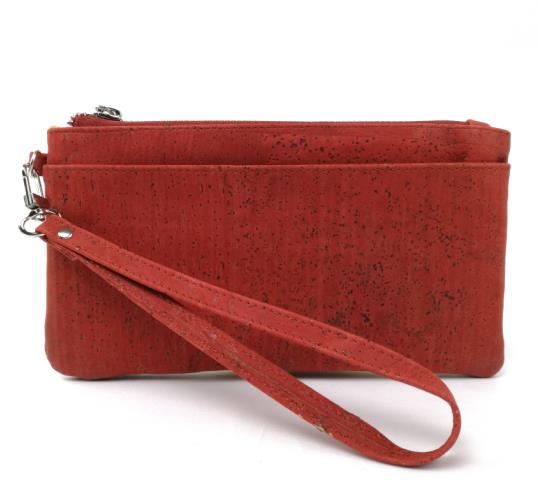 Miljøvenlige brune naturlige korkhåndtasker til kvinder beige clutch: Rød