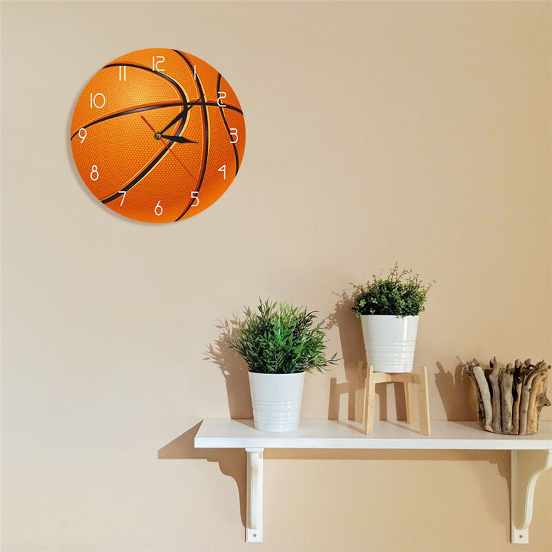 Basketball Ball 3D illusion Modern Printed Wall Clock Boy Room Nursery Wall Watch Silent Movement Timepiece Basketball Boys