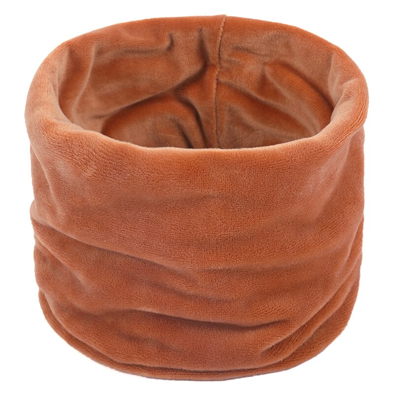 Winter Goud Fluwelen Ring Sjaal Voor Vrouwen Effen Kleur Zachte Halswarmer Vintage Vrouwen Mannen Cirkel Snood Sjaals Paar Unisex: Bruin