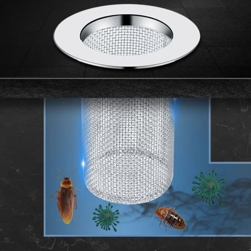 Roestvrijstalen afvoerputje Filter Mesh Gootsteenzeefje Douche Afvoerputje Stopper Anti-verstopping Filter Val Badkamer Accessor