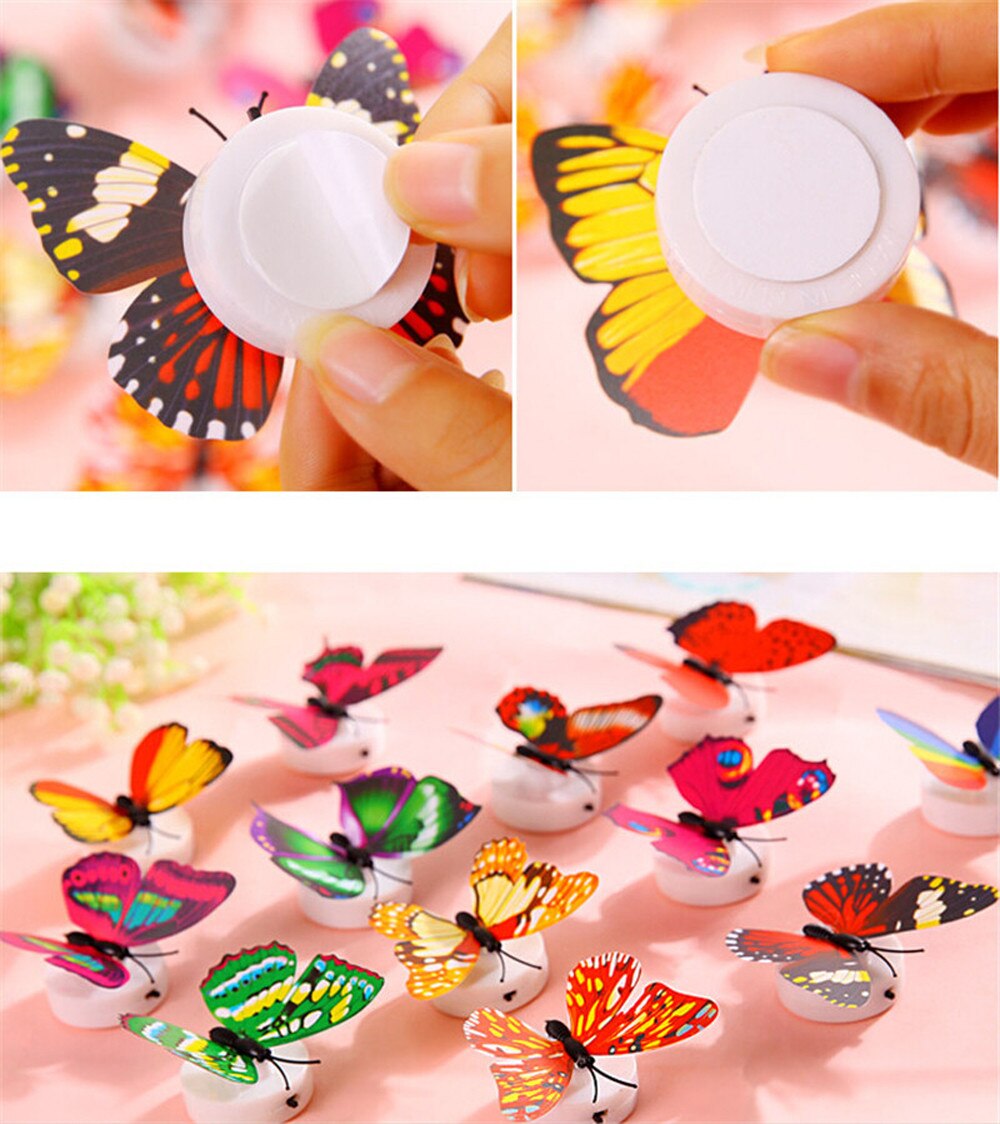 Un conjunto de 10 Uds pegatinas de pared mariposas luces LED pegatinas de pared decoración 3D para el hogar sala de estar dormitorio cocina decoración #3