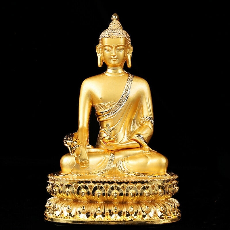 Tibetaans Boeddhisme Handgemaakte Oude Boeddha Standbeeld Legering Gilt Shakya Muni