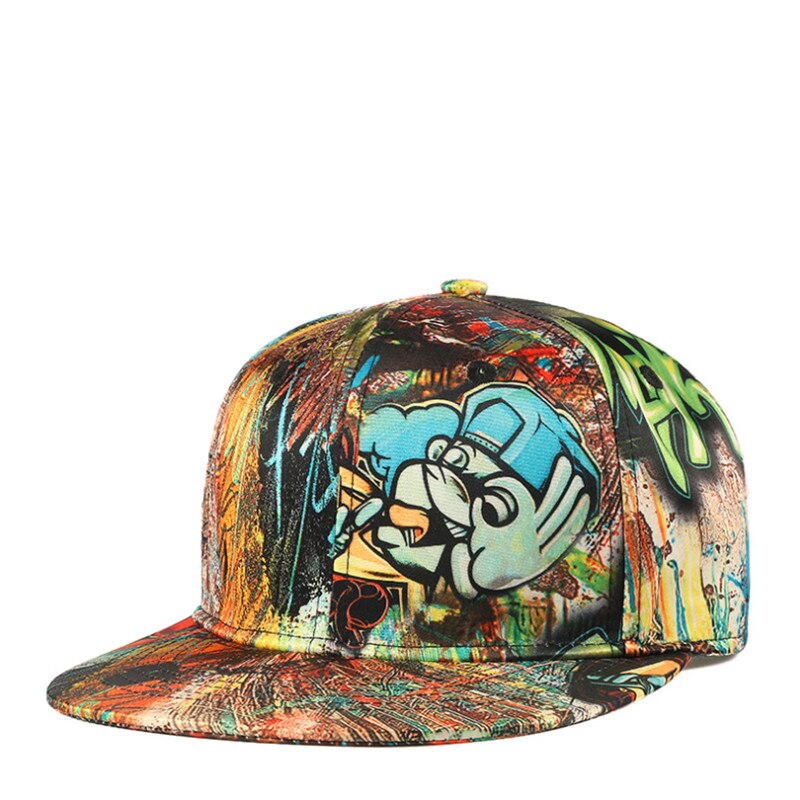 Chapeau Hip hop à bord plat avec graffiti 3D pour femme et homme, casquette de baseball, seau à motif de dessin animé, panama: 4