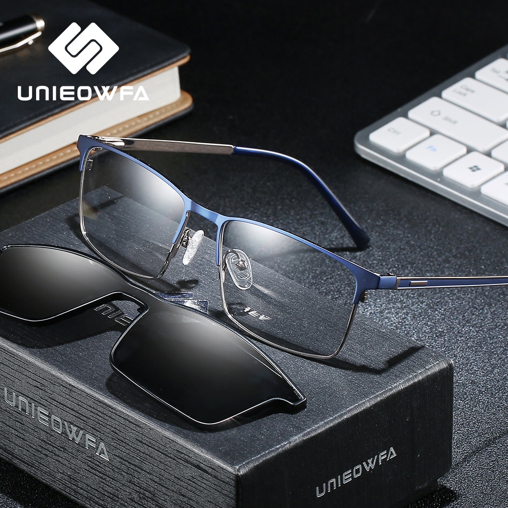 Clear Optical Glasses Frame Men Polarized Magnet Clip On Sunglasses Men Myopia Prescription Eyeglasses Frame Transparent Eyewear