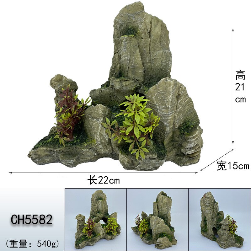 Rocas decorativas artificiales para acuario, paisajismo del tanque de peces, accesorios para acuascape, cueva de reptiles, camarones, ornamento de cueva escondite de piedra: 8