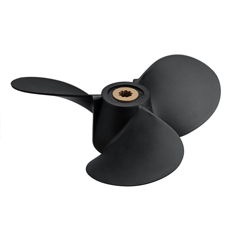 Outboard Propeller 6E0-45941-01-El 7 1/2X8-Ba for Yamaha 4Hp-6Hp Plastic Alloy 3 Blade Black 9 Spline Tooth