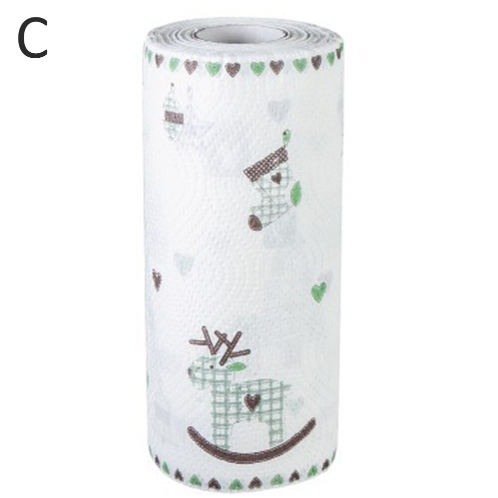 1 Roll Kitchen Disposable Cleaning Paper Dishcloth Oil Absorbent Paper Towel Wet Dry Dual Purpose Dish Towel Kitchen Accessory: C