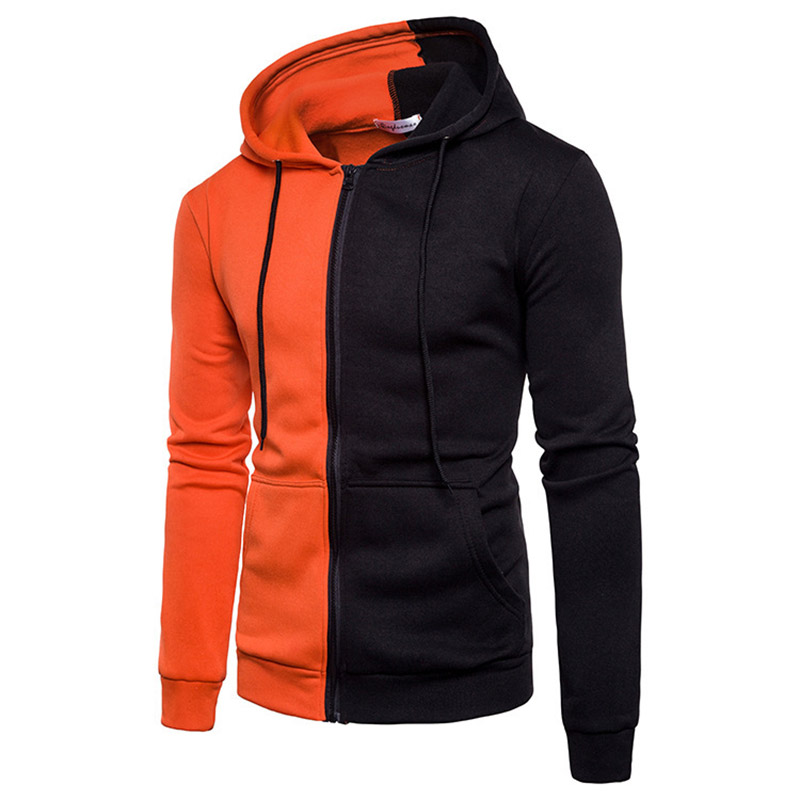 Sudadera con capucha deportiva para hombre, ropa deportiva de retales con cremallera, para entrenamiento, correr, gimnasio