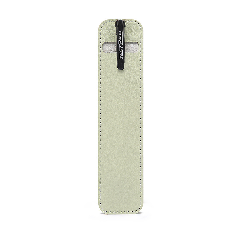 1 Pcs PU Leather Pencil Pen Case Pen Protection Cover Solid Color Hollow Simple Student Stationery Box: Mint Green