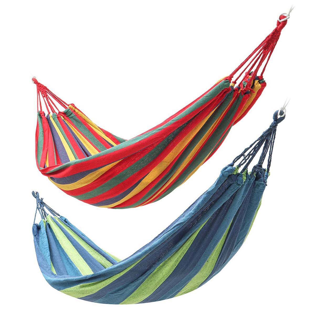 Portable Hammock Outdoor Hammock Beach Travel Camping Garden Sports Home Swing Canvas Stripe Hang Bed Hammock Double People