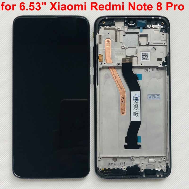 Original For 6.53" Xiaomi Redmi Note 8 Pro LCD Display Screen+Touch Screen Digitizer With Frame For Redmi Note 8 Pro LCD