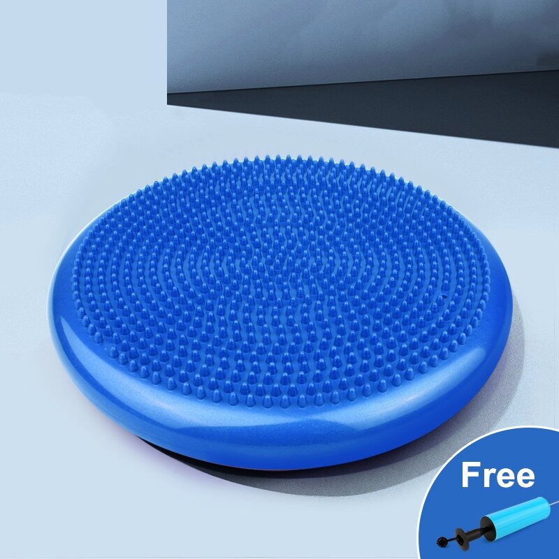Balance Disc Stability Wobble Cushion-Lumbar Support for Desk and Office Chair Home Gym Workout Equipment Pump Included: Blue
