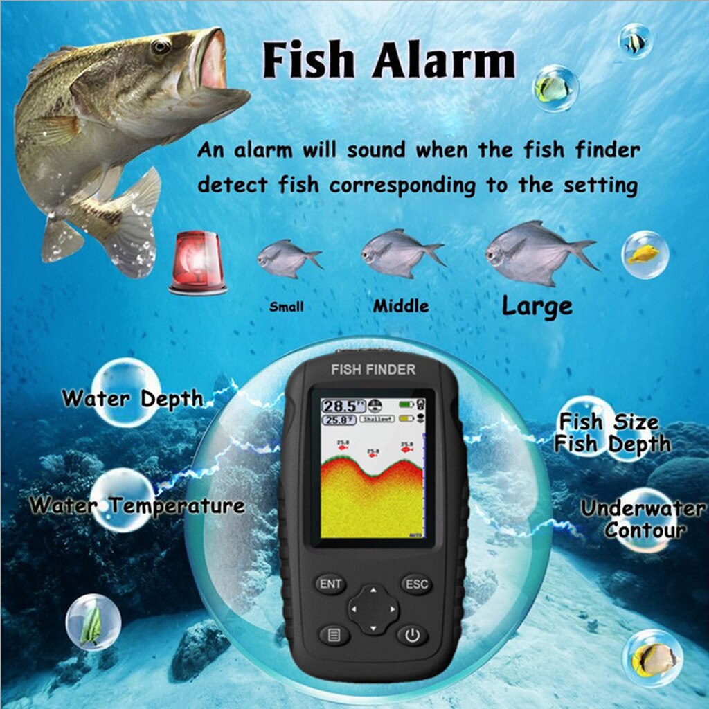 CHAMSGEND Wireless Fish Finder Portable Fish Finder Handheld LCD Display Portable Fishing Sonar Wireless Depth Finders