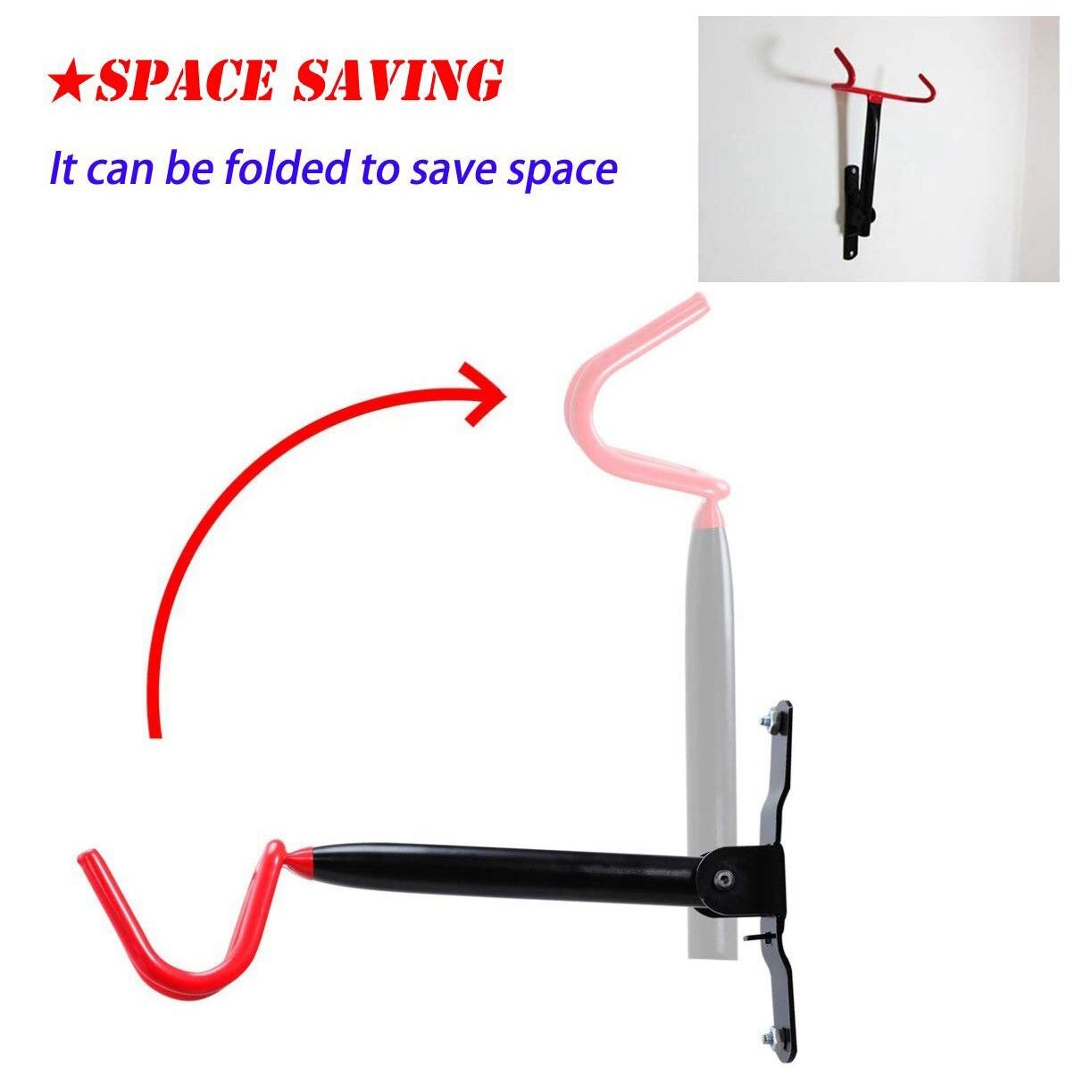 Fietsenrek voor aan de muur gemonteerde fietshaak, massief stalen fietshaak voor aan de muur, zware fietsenrekken, opvouwbare fiets