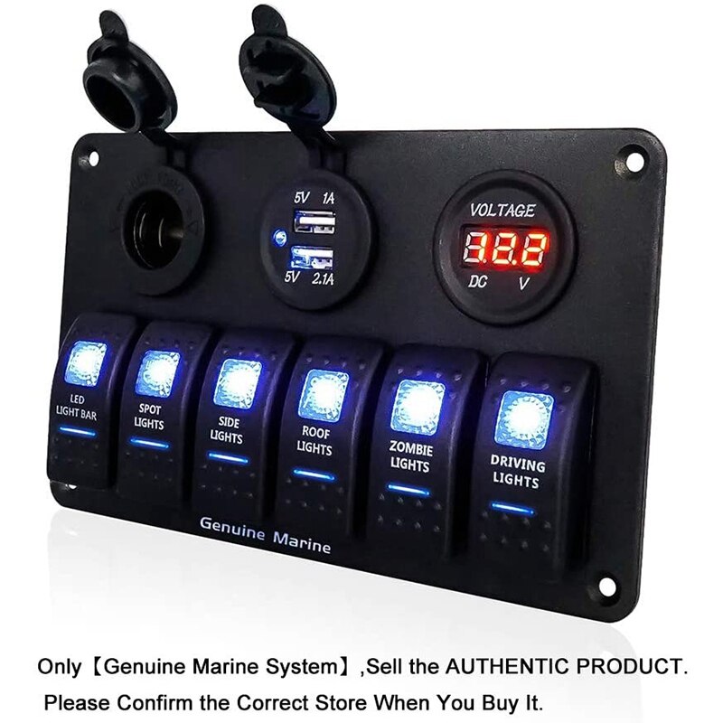 Refitting Vehicle 6Pin Multifunction Switch Panel Into Vehicle USB Digital Voltmeter
