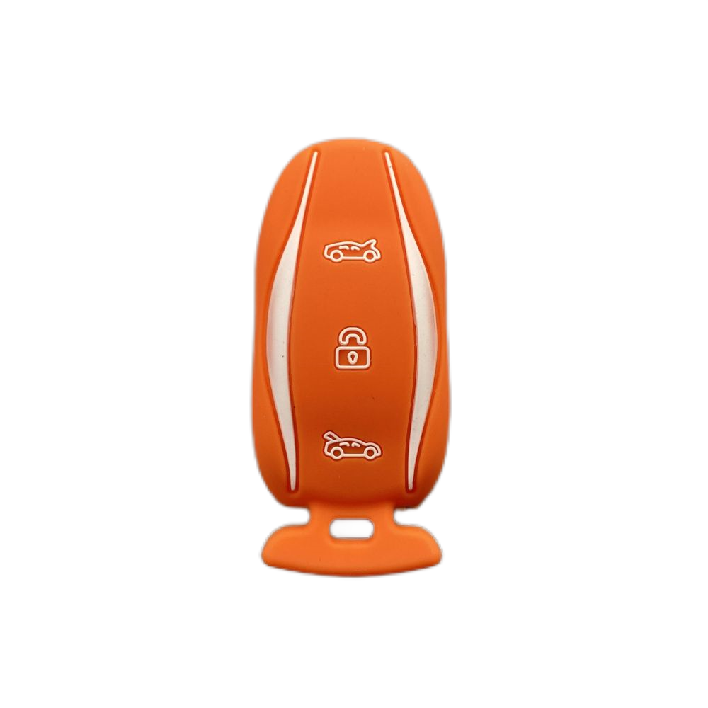 3-knoppen siliconen autosleutel beschermhoes beschermer rubberen huid houder sleutelhanger accessoires voor Tesla Model S P85D P70 afstandsbediening set: Army Green