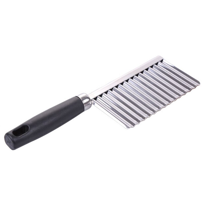 Helicóptero francés Fry fabricante de acero inoxidable de cortador de patatas Chip masa vegetal de la fruta de la arruga ondulado cortador cuchillo de la patata: black