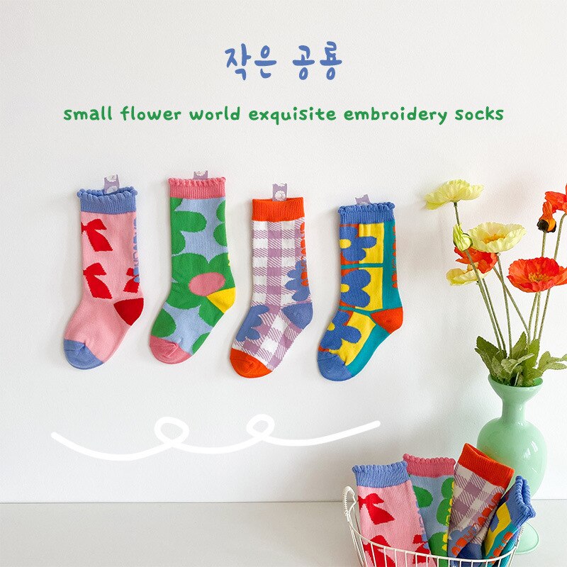 Summer Children's Socks Baby Korean Style Cartoon Flower Baby Socks Kids Girls Cotton Socks