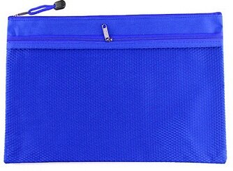 Sac à fermeture éclair porte document rose bleu vert, sac enveloppe pour fichier papier a4/8.5x11, pochette en toile pour papeterie de bureau: blue