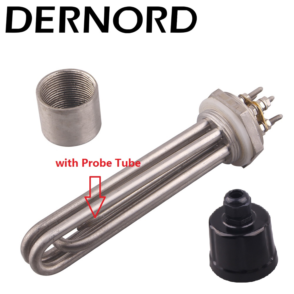 DERNORD Heater with Probe Tube 220v/380v 3KW DN32 / 42MM Thread SUS304 Heating Resistance Element Immersion Water Heater Element: Accessories