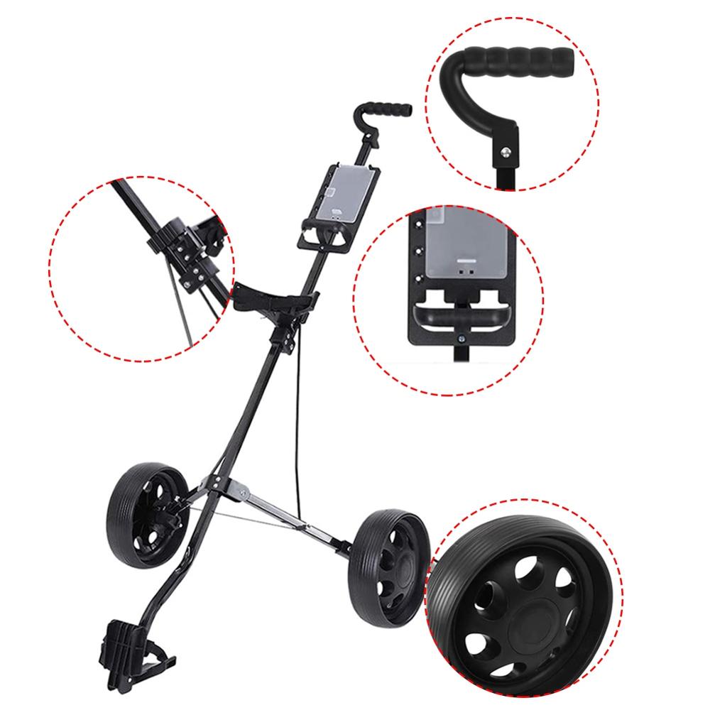 Golf Pull Cart Adjustable Golf Trolley Cart 2 Wheels Push Pull Golf Cart Aluminium Alloy Foldable Trolley With Brake