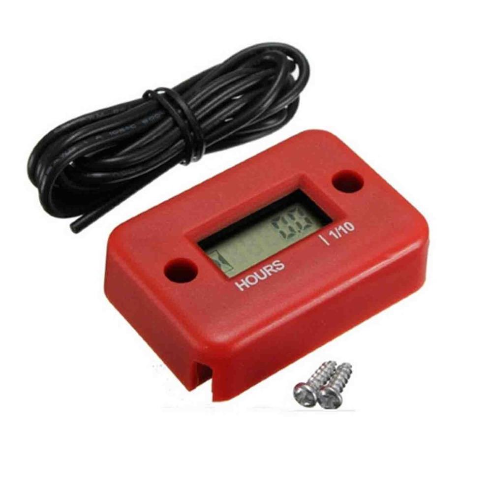 Waterproof Digital Hour Meter for Motorcycle ATV Snowmobile Boat Dirt Gas Engine LCD Digital Hour Meter: red
