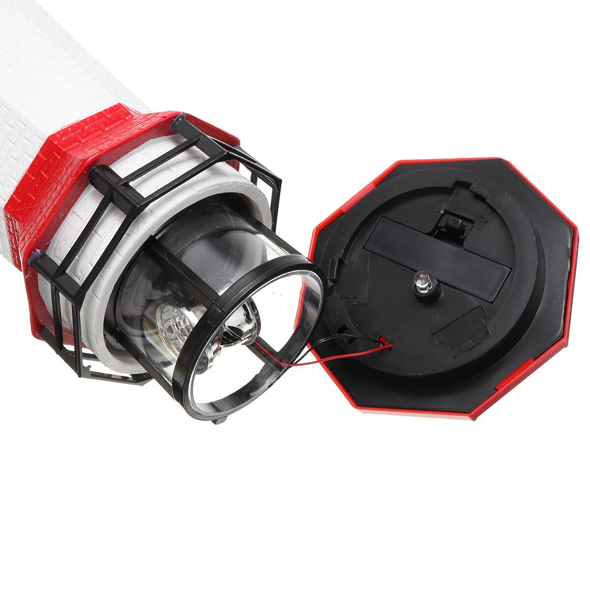 1pc Solar Lighthouse 360 Degree Rotating LED Solar Lighthouse Garden Yard Patio Decor Lamp Torches