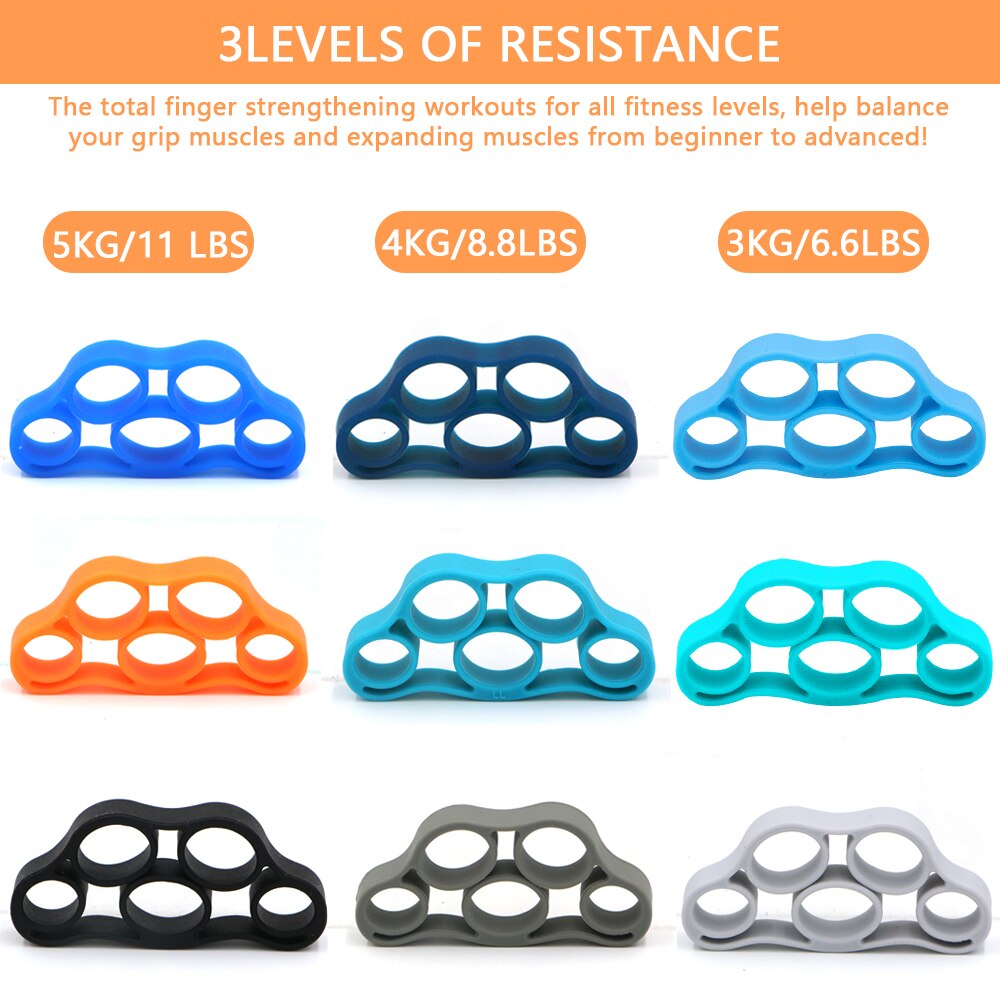 Hand Grip Strengthener 100 % Silicon Hand for Practice Finger Wrist Trainer Gym Guitar Simulator Piano Resistance Bands Fitness