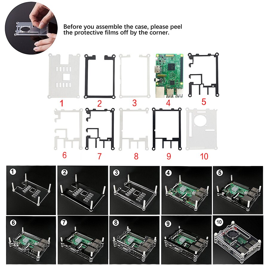 S ROBOT Raspberry Pi 4 case kit with heat sink & Cooling fan & type-c USB cable with On/Off Switch & Power Supply RPI107