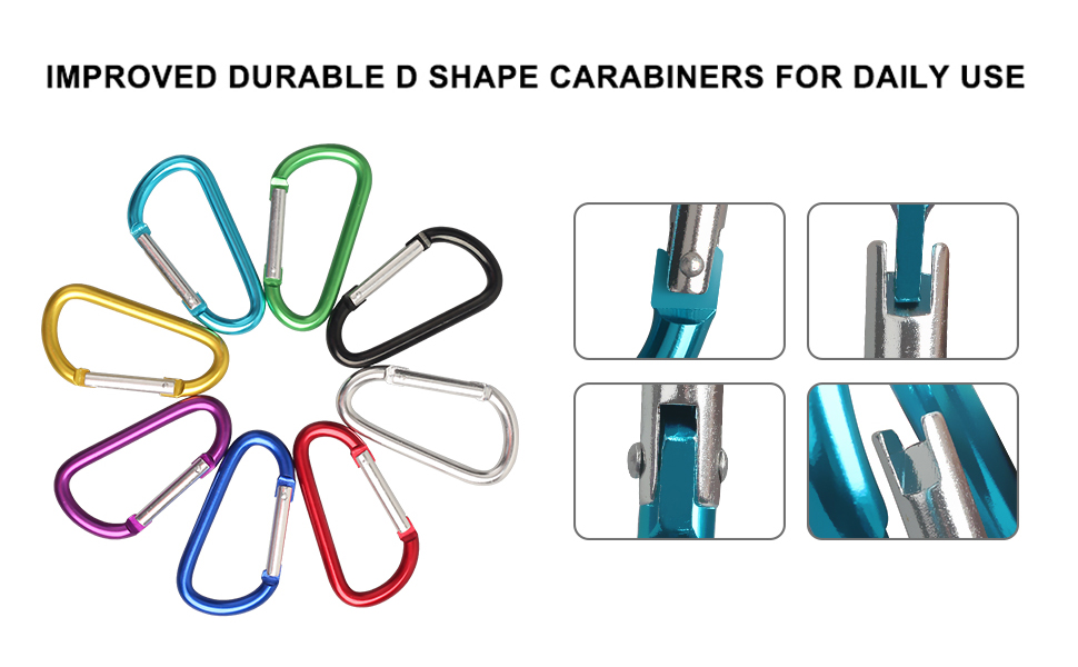 10 Pack Carabiner With Nickel Plated Key Rings Mini,Small Aluminum Keychain holder Outdoor Accessories Backpack hook D-Shape Bot