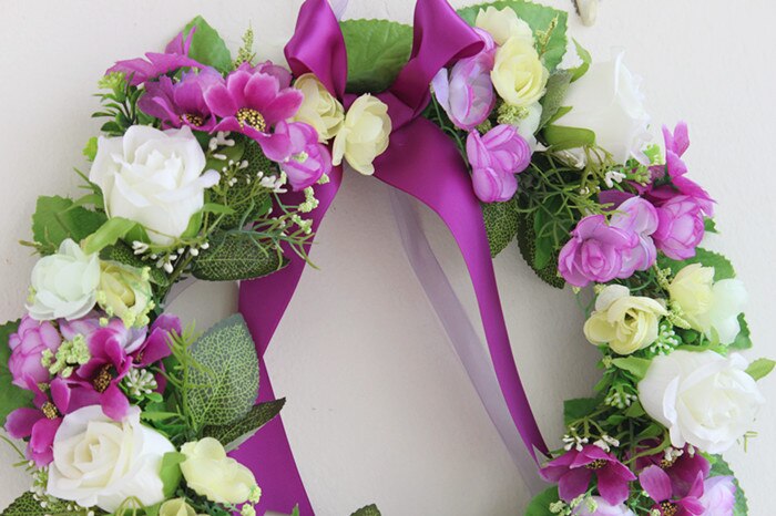 Purple Rose Artificial flowers wreath garland door decoration wedding flower home decor wedding car decoration flower silk